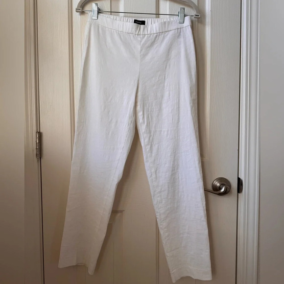 Theory Basic Linen Pull-on pants Eco Crunch Wash in white size 2 - Picture 11 of 12